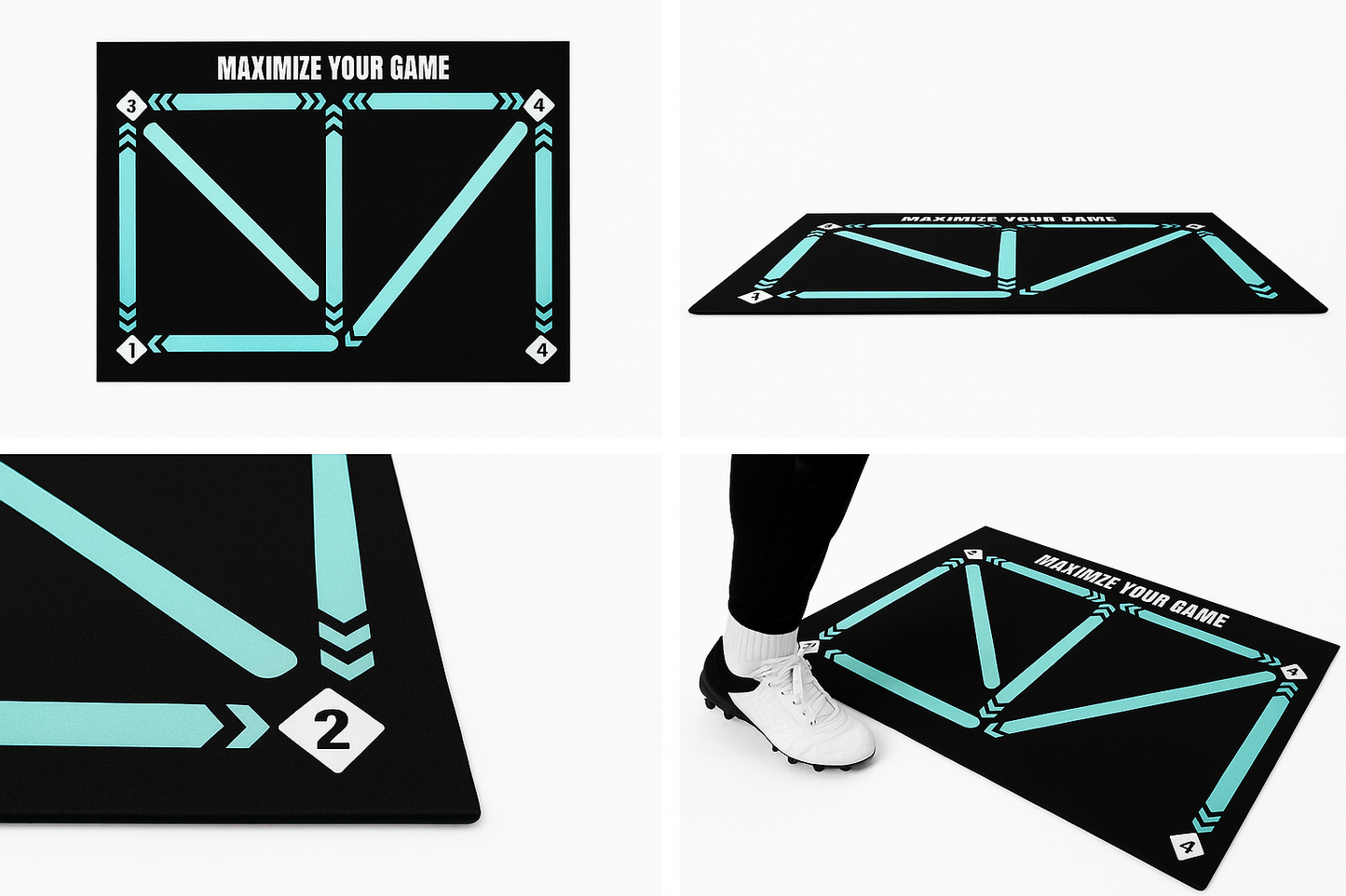 Improved soccer training mat with multiple angles