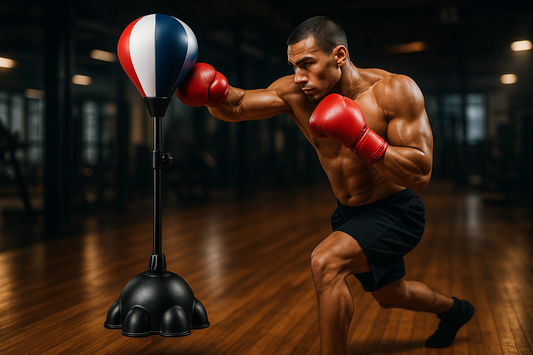 Boxeur en action avec le sac de frappe